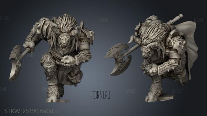 Ancient Cold Wooly Minotaur Paladin Charge stl model for CNC