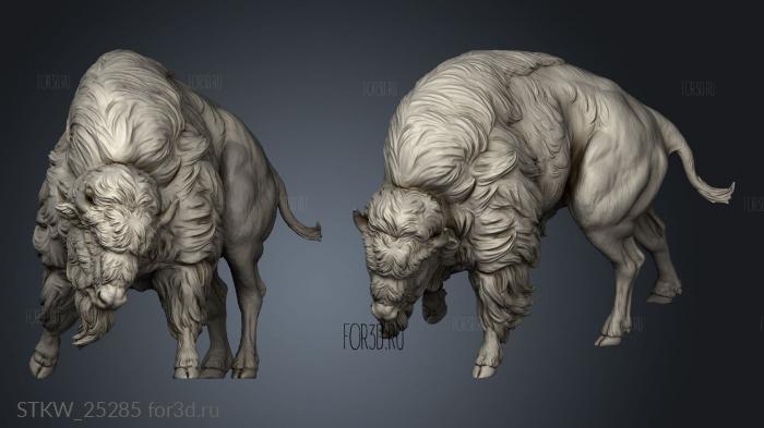 Animal American Bison fight stl model for CNC