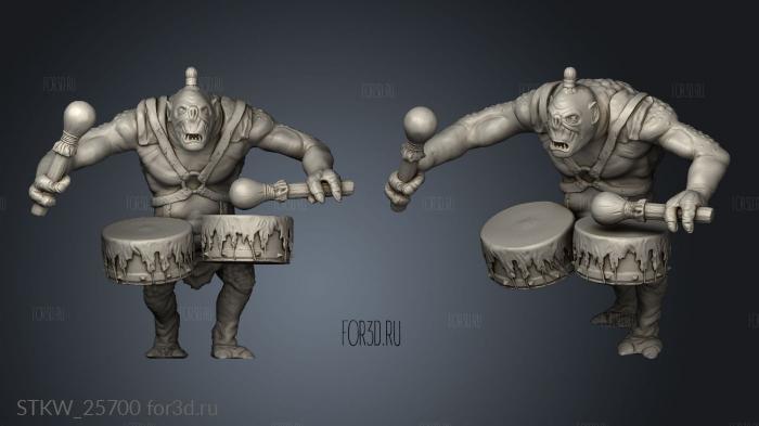 Arthur Baroni mordor troll with war drums stl model for CNC