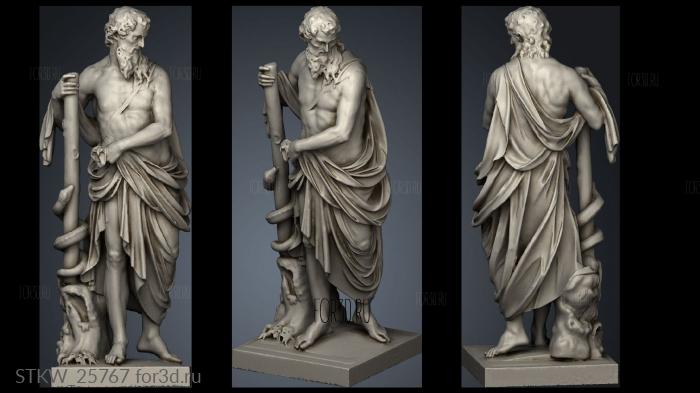 Asklepios Statue stl model for CNC