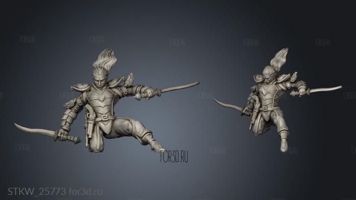 Assassin attack pose flat stl model for CNC