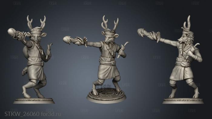 Back Deerfolk Warlock Combat stl model for CNC