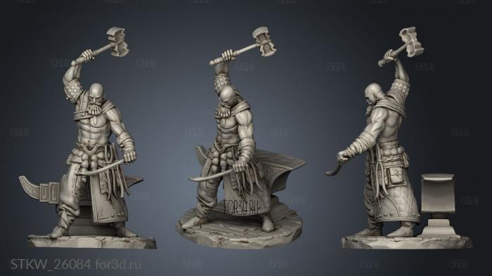 Baldgrim the Blacksmith stl model for CNC