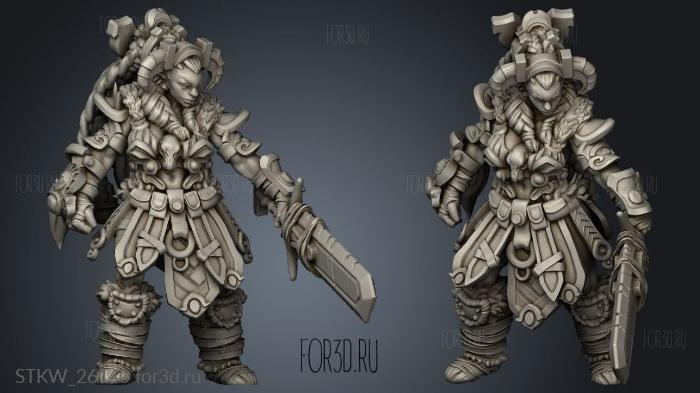 Barbarian champion on foot stl model for CNC