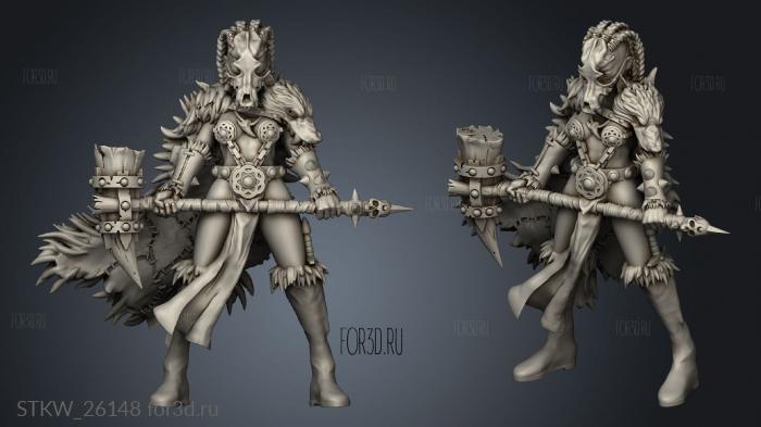 barbarian manhunter champion wolf mask stl model for CNC