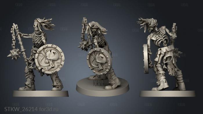 skeleton warrior shield flail stl model for CNC