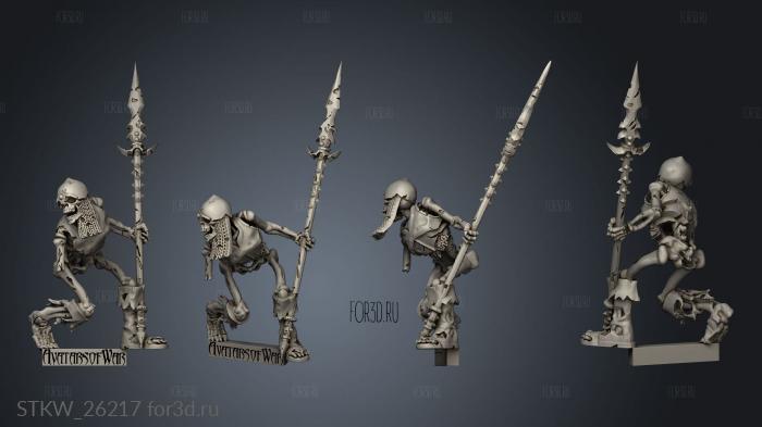 skeleton warrior spear stl model for CNC