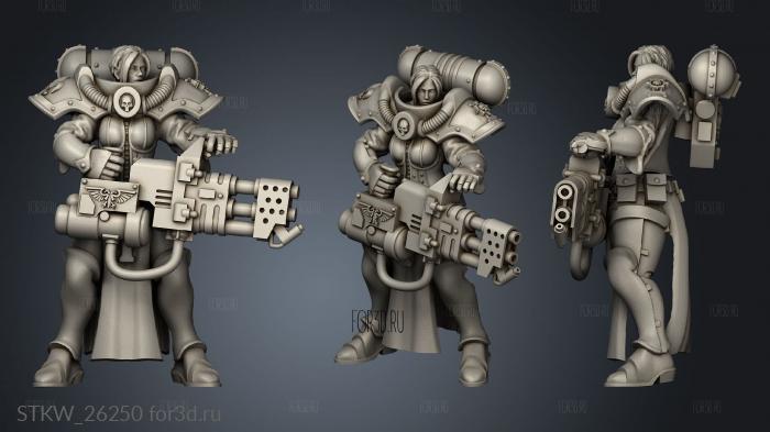 Battle Sisters with Flamethrowers Flamer Sister stl model for CNC