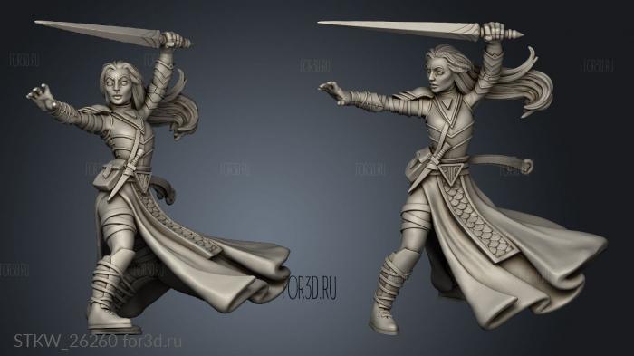 Battlemages and Spellblades Female Mage Ultra Thin stl model for CNC