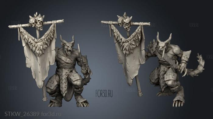 Beastmen Warriors Banner stl model for CNC