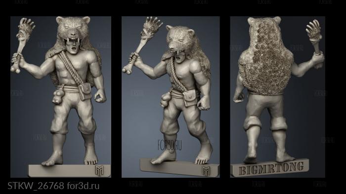 Wendol Bear Warrior stl model for CNC