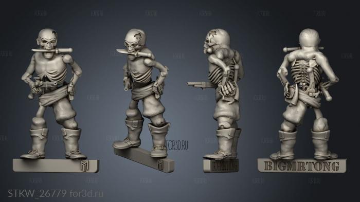 Zombie Pirate stl model for CNC