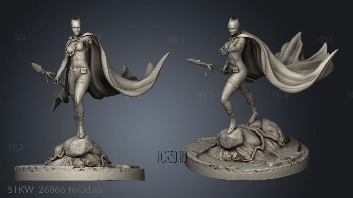 Black Panther woman forest stl model for CNC