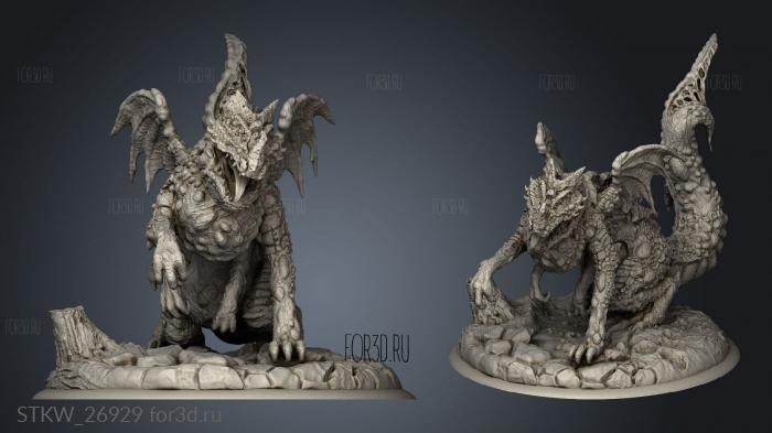 Blight Dragon in stl model for CNC