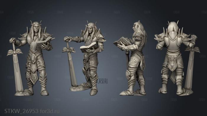 Blood Elves Swordsman with book elf swordsman stl model for CNC