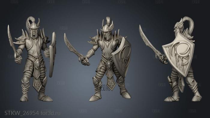 Blood Elves Swordsman with sword and shield attacking elf stance stl model for CNC