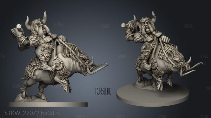 dwarf on battle boar stl model for CNC