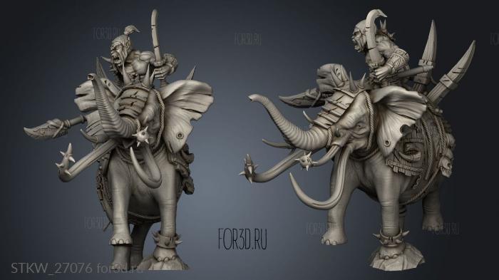 ogre on battle elephant fante elefante stl model for CNC