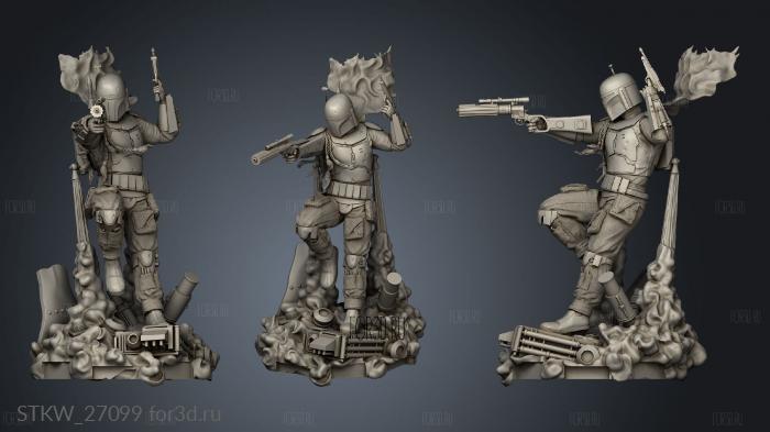 Boba Fett blast figure canister stl model for CNC