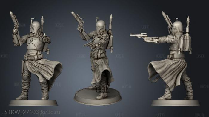 Boba Fett Figurine Pose stl model for CNC