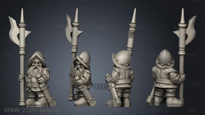 dwarf halberdier stl model for CNC