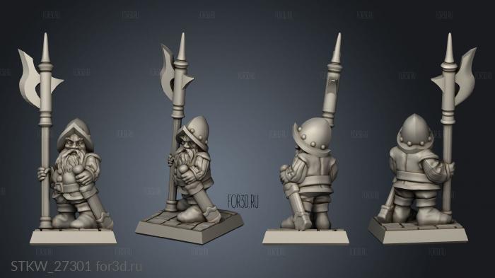 dwarf halberdier stl model for CNC