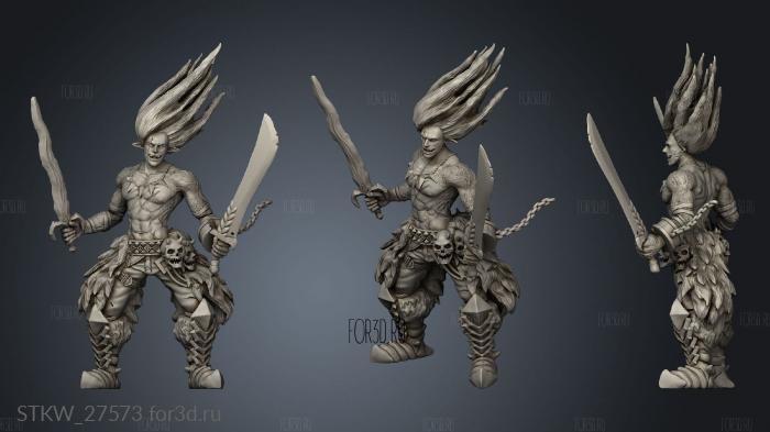 Fire Genasi Dual Sword stl model for CNC