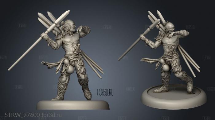 Bushido Hill Tribe Tracker Male stl model for CNC