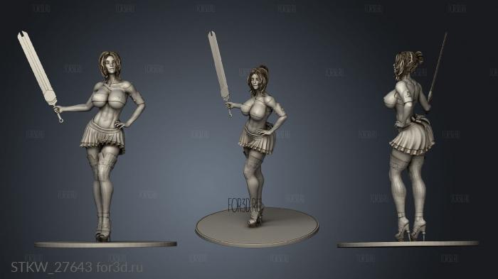 Busty swordswoman stl model for CNC