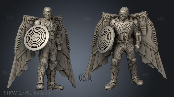 CAPTAIN AMERICA Sam Wilson Hawkeye FALCON stl model for CNC