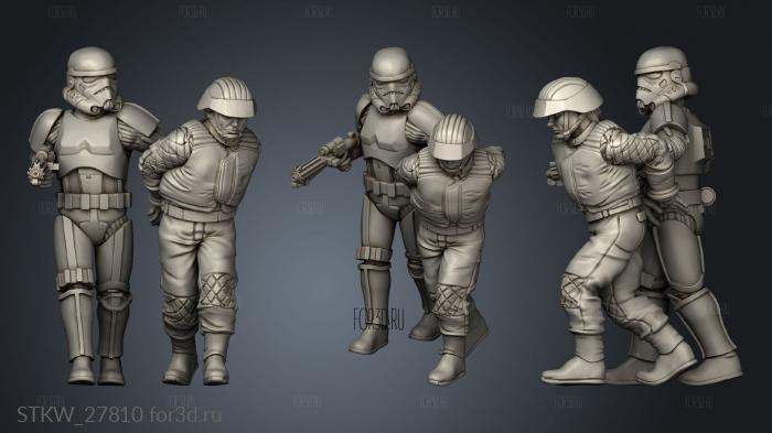 Captured Combatant walking prisoner stl model for CNC