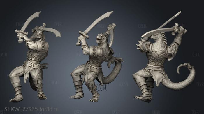 Lizardfolk Warrior Dual Sword stl model for CNC