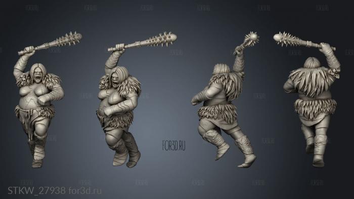 Ogre Female Attacking stl model for CNC