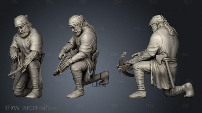 Spanish Crossbowman Kneeling stl model for CNC