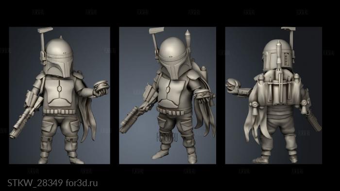 Chibi Boba Fett Boba Fat stl model for CNC