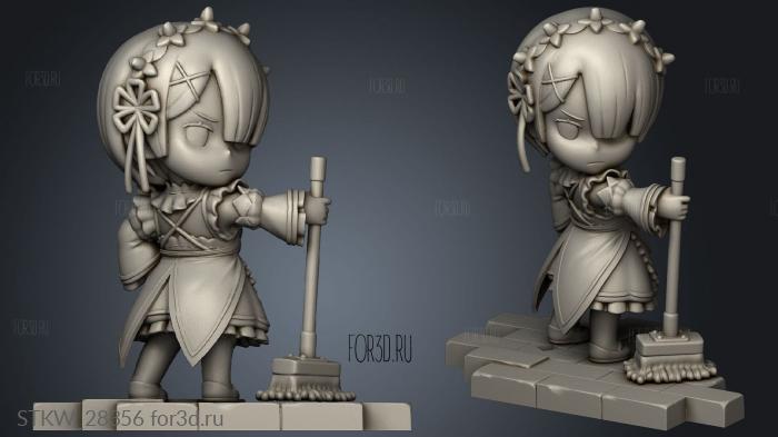 Chibi Rem Ram from Zero stl model for CNC