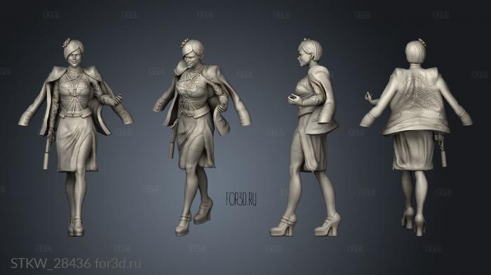 Gangster Lady Charlotte Dog Walking stl model for CNC