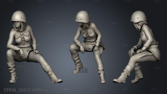 Civilian People Modern Female girl stl model for CNC