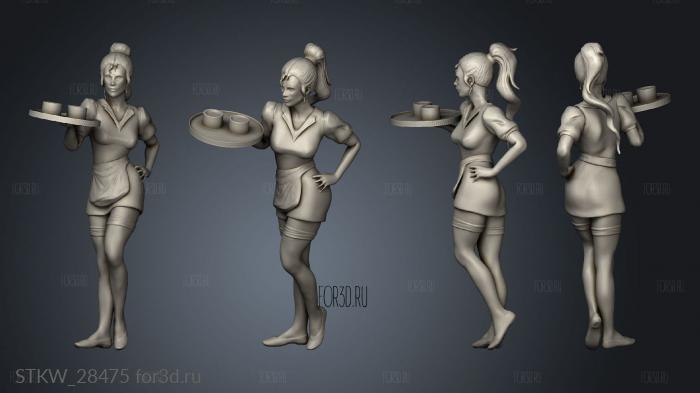 Civilian People Modern Female miss white stl model for CNC