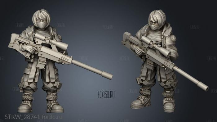 Cosplayer Girl Standing Sniper Rifle stl model for CNC