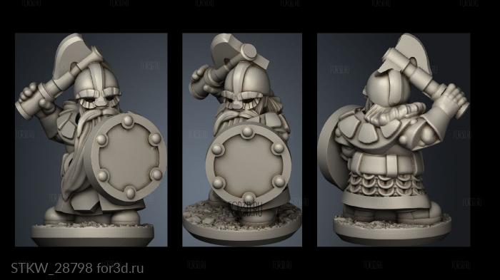 Forge Dwarves Shields warrior stl model for CNC