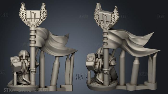 Forge Dwarves banner stl model for CNC