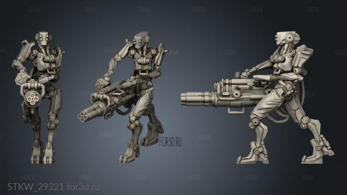 Cyberpunk Mech Squad Drone Mini Gun stl model for CNC