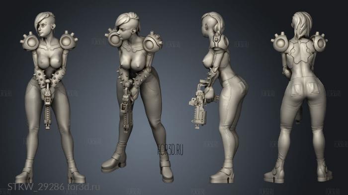 Cyberpunk Scrapper Girl stl model for CNC