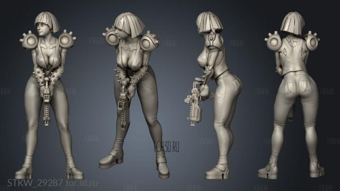 Cyberpunk Scrapper Girl stl model for CNC