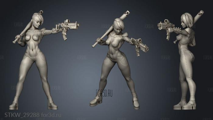 Cyberpunk Scrapper Girl stl model for CNC