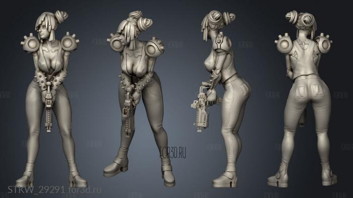 Cyberpunk Scrapper Girl stl model for CNC
