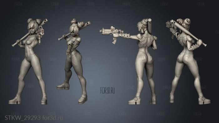Cyberpunk Scrapper Girl stl model for CNC