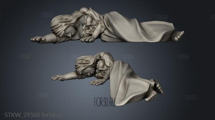 Dark Realms Medieval Dead woman stl model for CNC