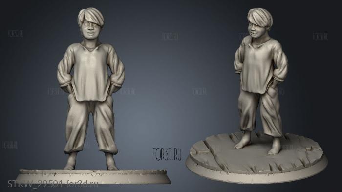 Dark Realms Family peasant boy stl model for CNC